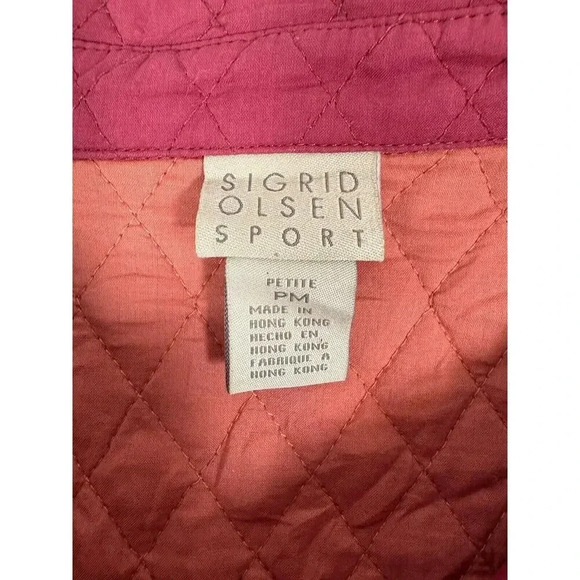 Sigrid Olsen Petite Medium Red And Orange Quilted Cotton Jacket - Picture 2 of 5